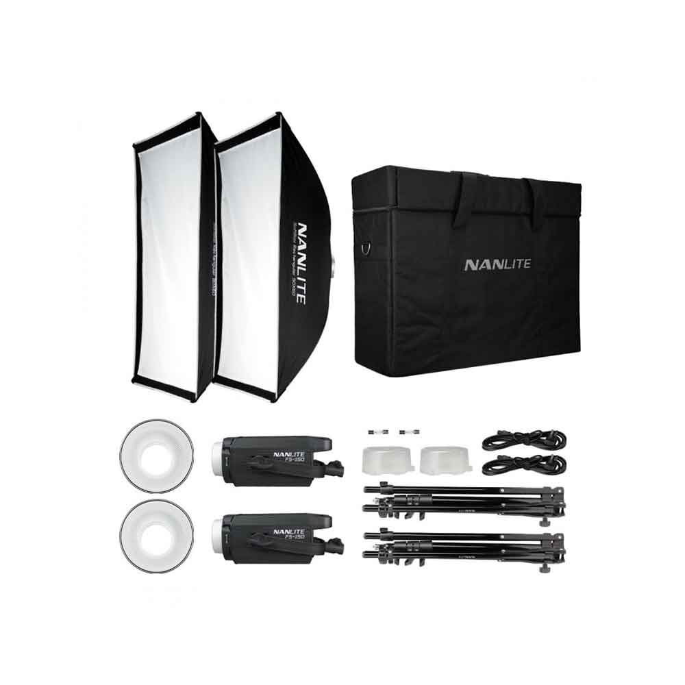 کیت نور نانلایت Nanlite FS-150B 2KIT به همراه سافت باکس و پایه