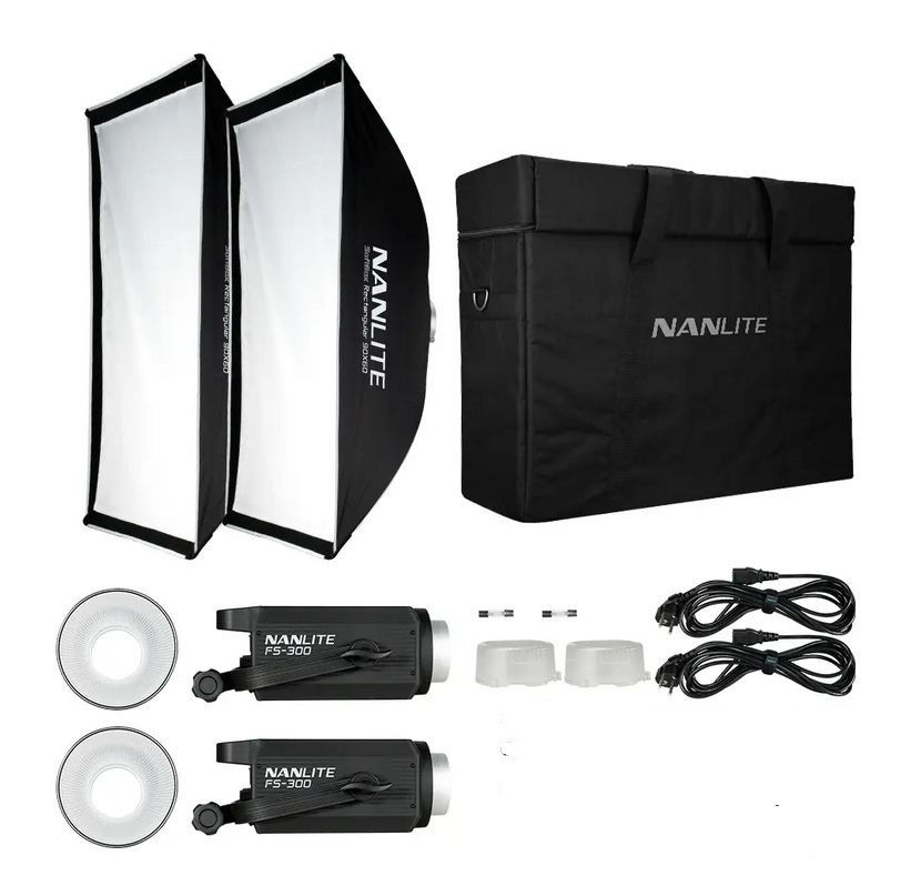 کیت نور نانلایت Nanlite FS-300B 2KIT همراه سافت باکس و پایه